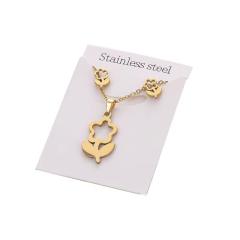 Dainty stainless steel gold color heart horse moon flower necklace set with card gift accessory