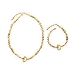 18KG chic heart stainless steel chain choker necklace bracelet set