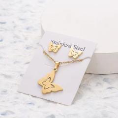 Dainty stainless steel gold color heart horse moon flower necklace set with card gift accessory