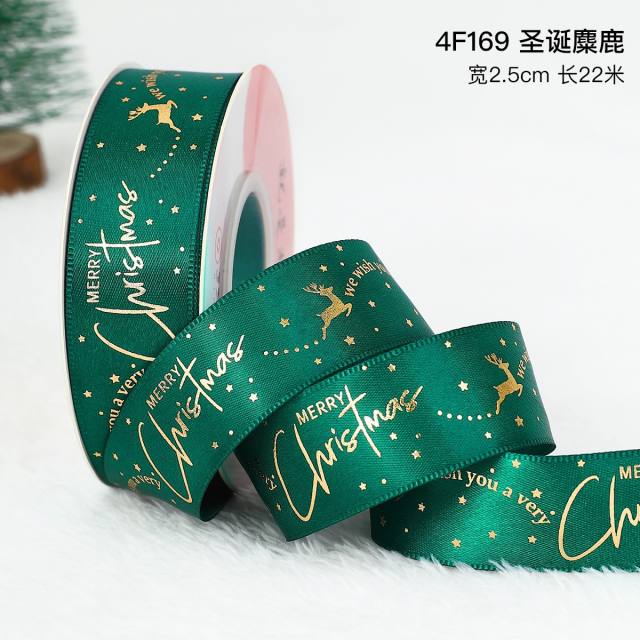 2.5cm 25 yards christmas gift packing ribbon