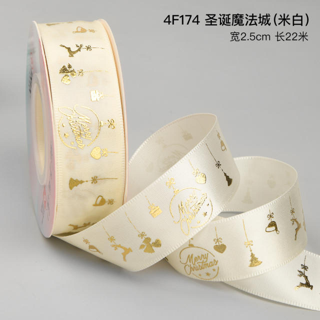 2.5cm 25 yards christmas gift packing ribbon