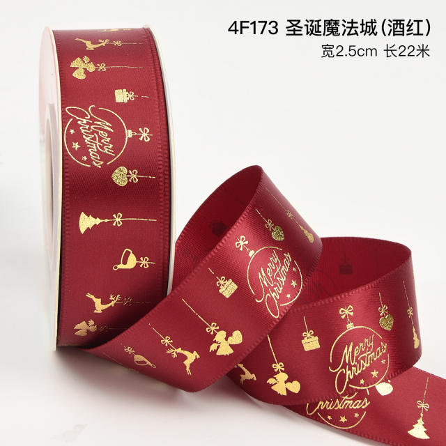 2.5cm 25 yards christmas gift packing ribbon