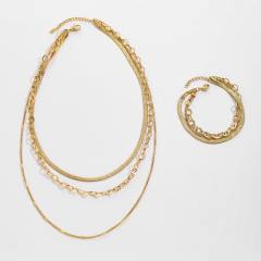 18KG stainless steel chain three layer necklace set