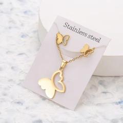 Dainty stainless steel gold color heart horse moon flower necklace set with card gift accessory