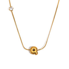 Dainty 18KG bubble letter initial letter stainless steel necklace
