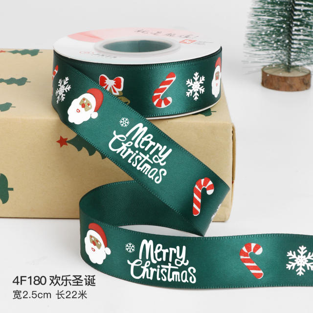 2.5cm 25 yards christmas gift packing ribbon