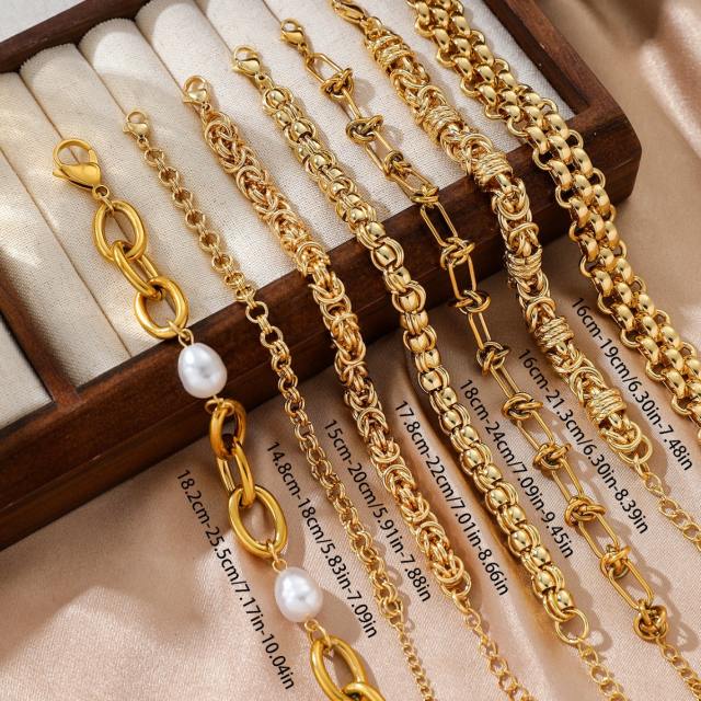Chunky stainless steel braid chain bracelet collection