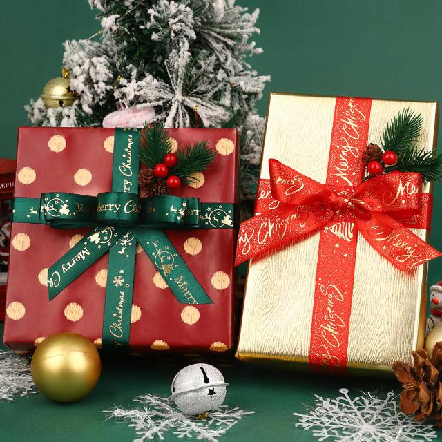 2.5cm 25 yards christmas gift packing ribbon