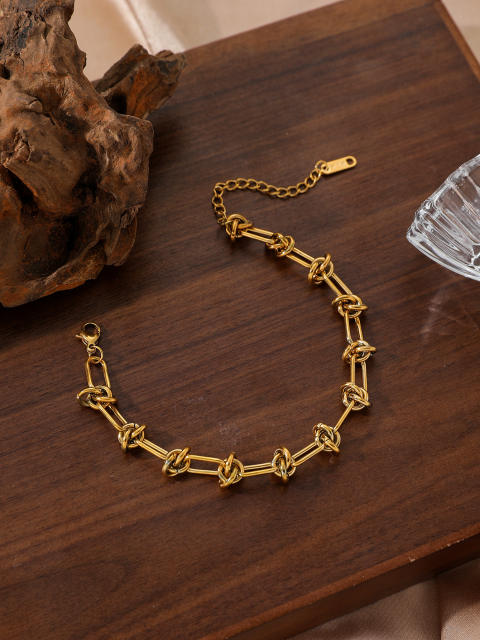 Chunky stainless steel braid chain bracelet collection