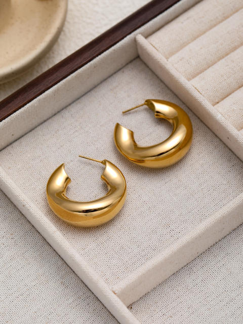 Unique geometric horseshoe pendant stainless steel necklace earrings set