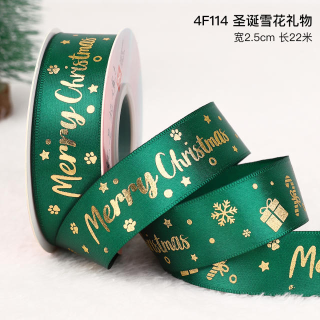 2.5cm 25 yards christmas gift packing ribbon