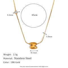 Dainty 18KG bubble letter initial letter stainless steel necklace