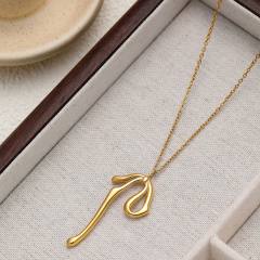 18KG french trend pearl bow stainless steel necklace earrings set