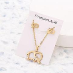 Dainty stainless steel gold color heart horse moon flower necklace set with card gift accessory