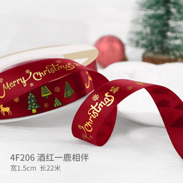 2.5cm 25 yards christmas gift packing ribbon