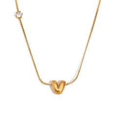 Dainty 18KG bubble letter initial letter stainless steel necklace