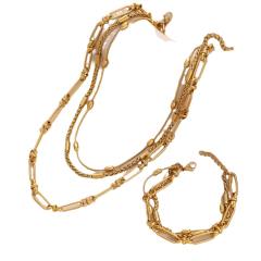 18KG easy match paperclip chain layer stainless steel necklace bracelet set