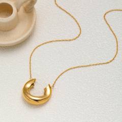 Unique geometric horseshoe pendant stainless steel necklace earrings set