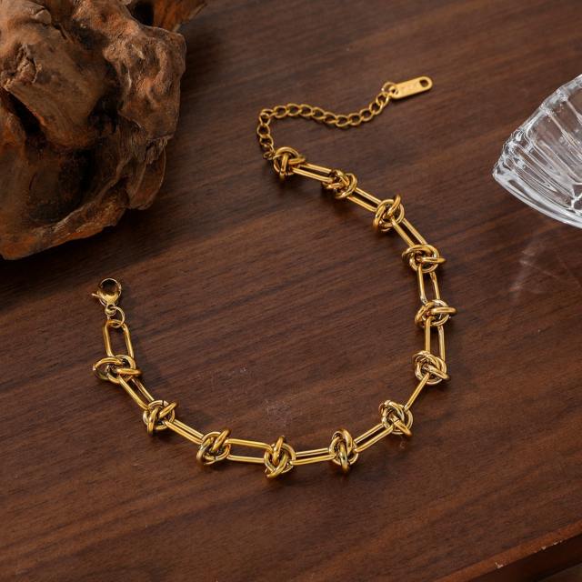 Chunky stainless steel braid chain bracelet collection