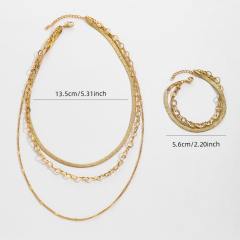 18KG stainless steel chain three layer necklace set