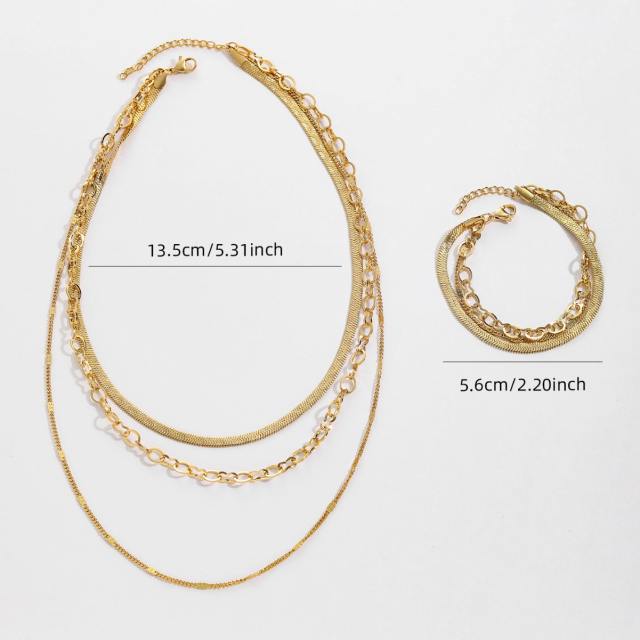 18KG stainless steel chain three layer necklace set