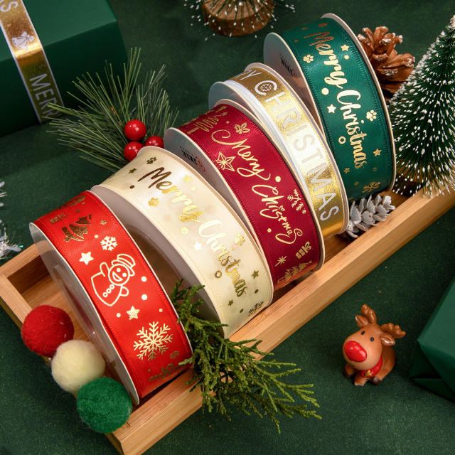 2.5cm 25 yards christmas gift packing ribbon