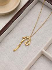 18KG french trend pearl bow stainless steel necklace earrings set