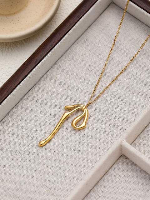 18KG french trend pearl bow stainless steel necklace earrings set