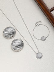 Elegant geometric heart stainless steel neckace earrings bracelet set