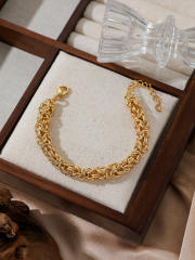 Chunky stainless steel braid chain bracelet collection