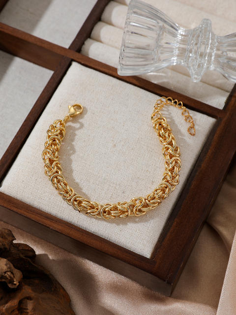 Chunky stainless steel braid chain bracelet collection
