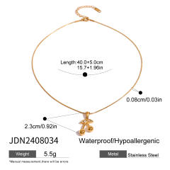 Cute diamond cherry sweet stainless steel necklace earrings set