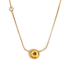 Dainty 18KG bubble letter initial letter stainless steel necklace