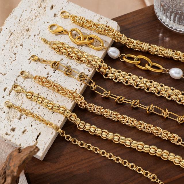 Chunky stainless steel braid chain bracelet collection