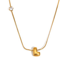 Dainty 18KG bubble letter initial letter stainless steel necklace