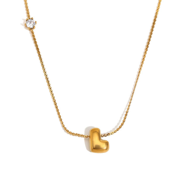 Dainty 18KG bubble letter initial letter stainless steel necklace