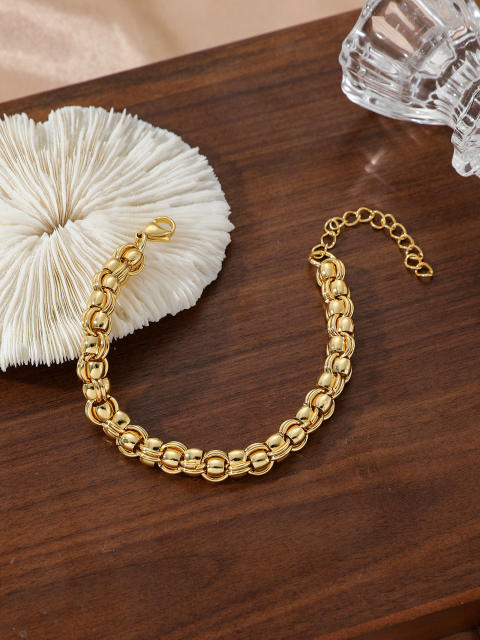Chunky stainless steel braid chain bracelet collection