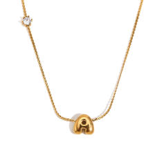 Dainty 18KG bubble letter initial letter stainless steel necklace