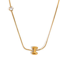 Dainty 18KG bubble letter initial letter stainless steel necklace