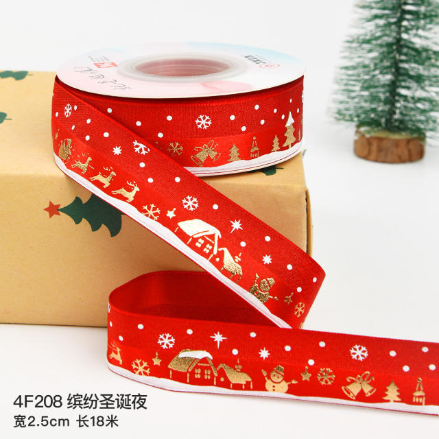 2.5cm 25 yards christmas gift packing ribbon