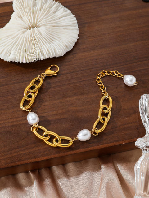 Chunky stainless steel braid chain bracelet collection