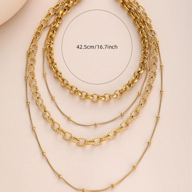 18KG four layer chunky chain stainless steel necklace