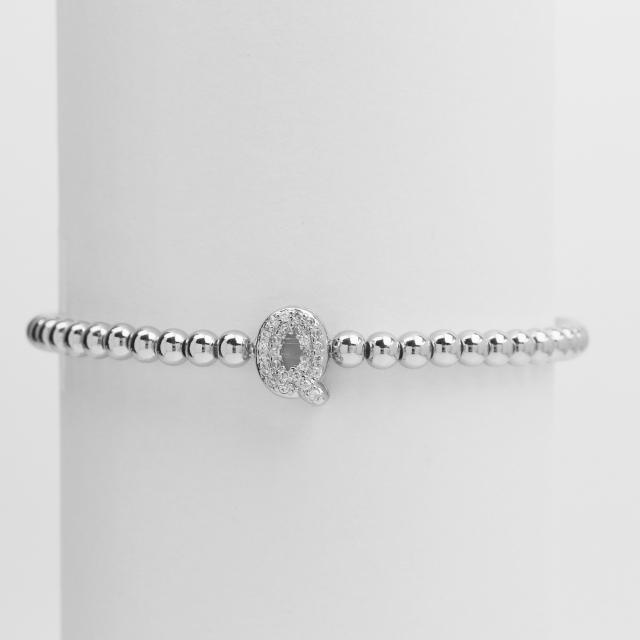 18KG diamond bubble letter initial letter copper bead bracelet
