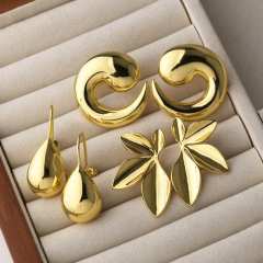 18KG chunky flower petal copper bigger earrings