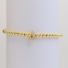 18KG diamond bubble letter initial letter copper bead bracelet