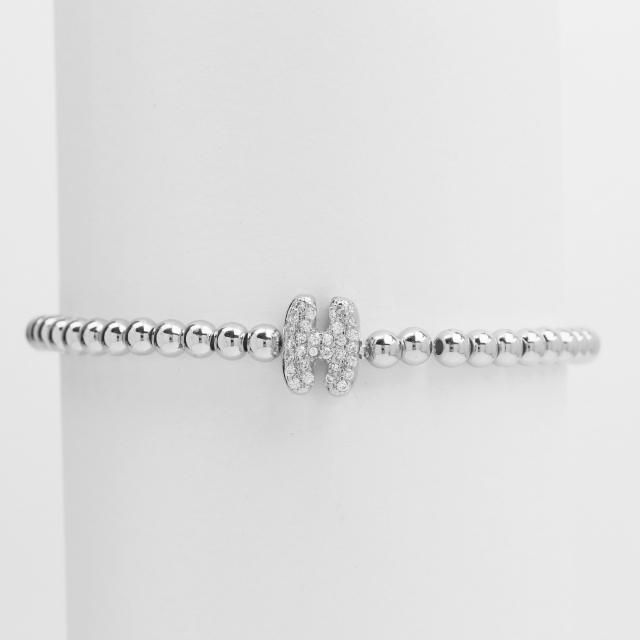 18KG diamond bubble letter initial letter copper bead bracelet