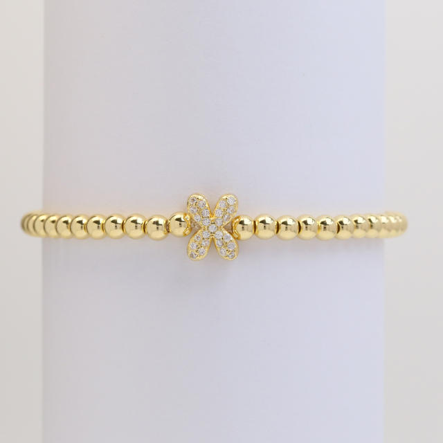 18KG diamond bubble letter initial letter copper bead bracelet
