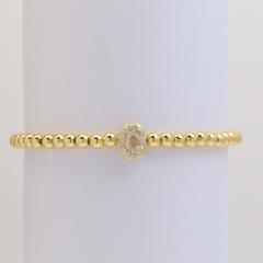 18KG diamond bubble letter initial letter copper bead bracelet