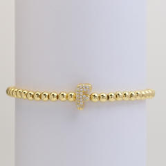 18KG diamond bubble letter initial letter copper bead bracelet
