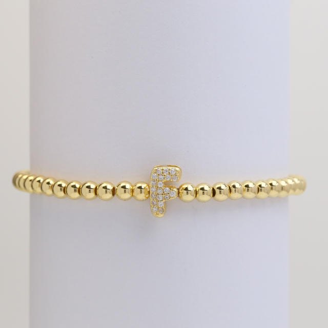 18KG diamond bubble letter initial letter copper bead bracelet